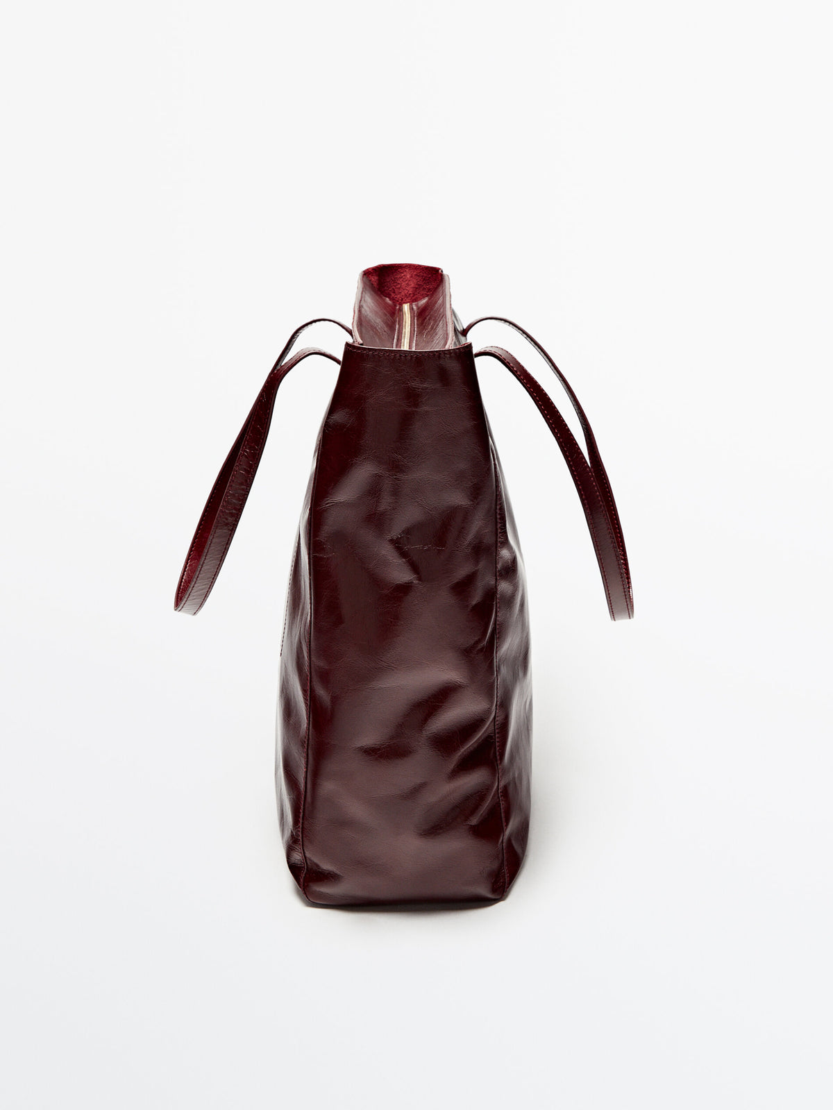 Bolso tote piel acabado craquelado - BURDEOS