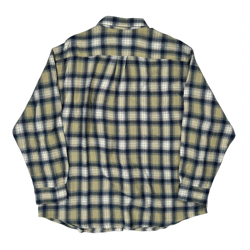 David Taylor Checked Flannel Shirt - XL Beige Acrylic