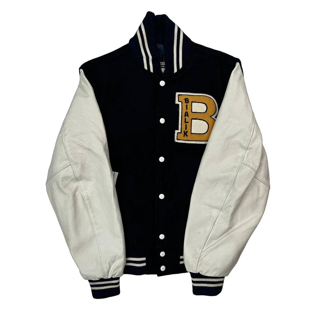 Bialik High School Bhs College Varsity Jacket - Medium Black Wool Blend