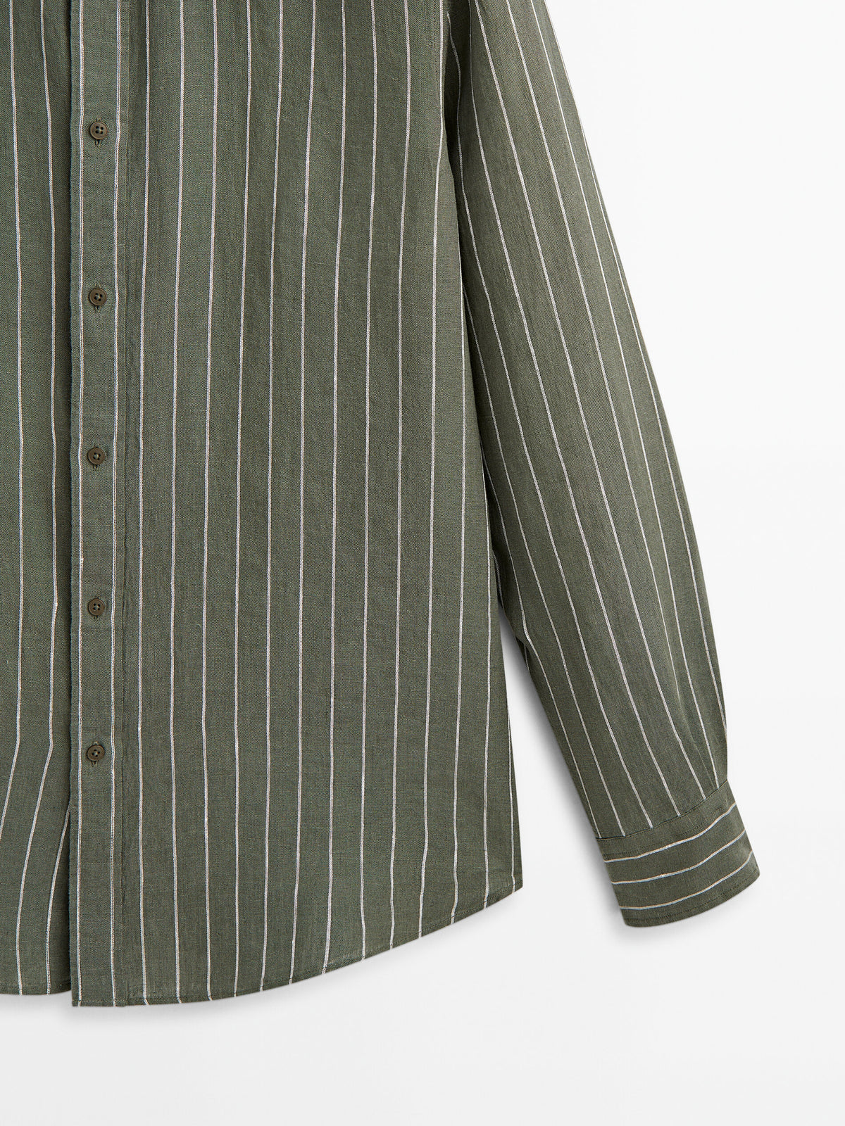 Camisa rayas 100% lino slim fit - VERDE
