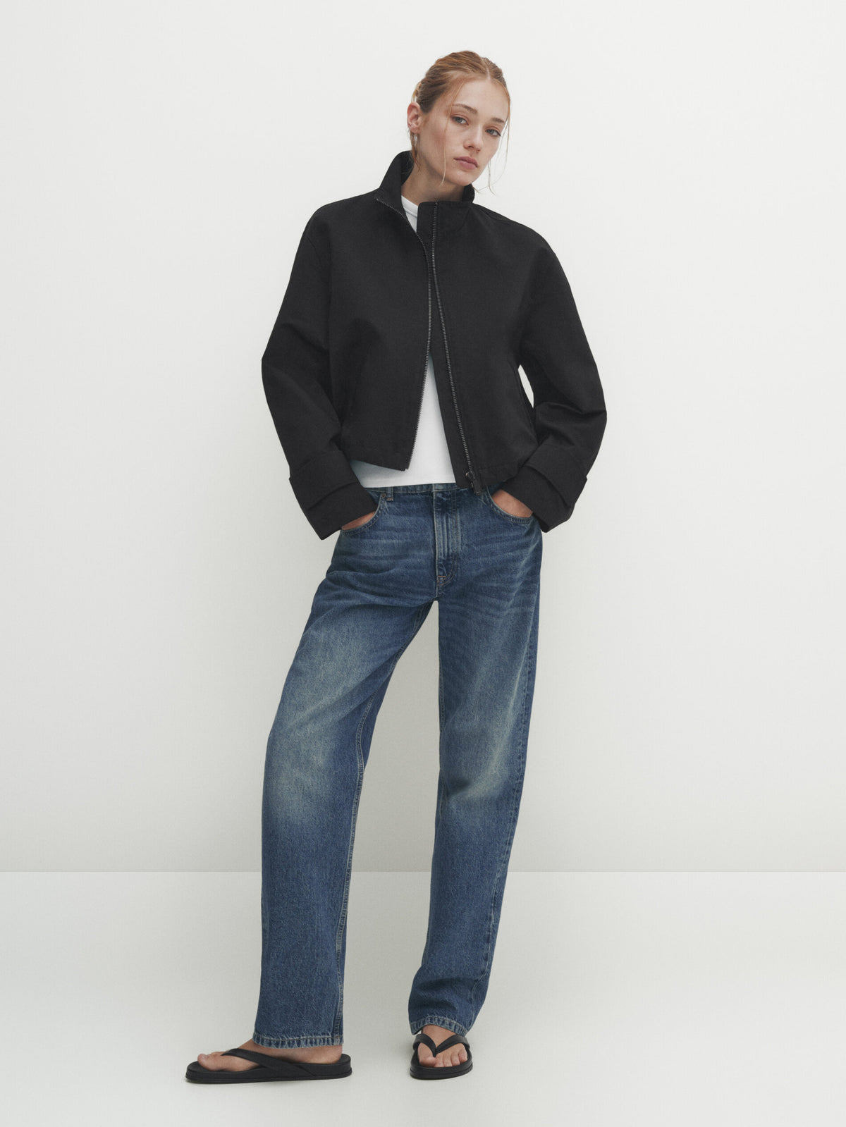 Chaqueta bomber cremallera - NEGRO