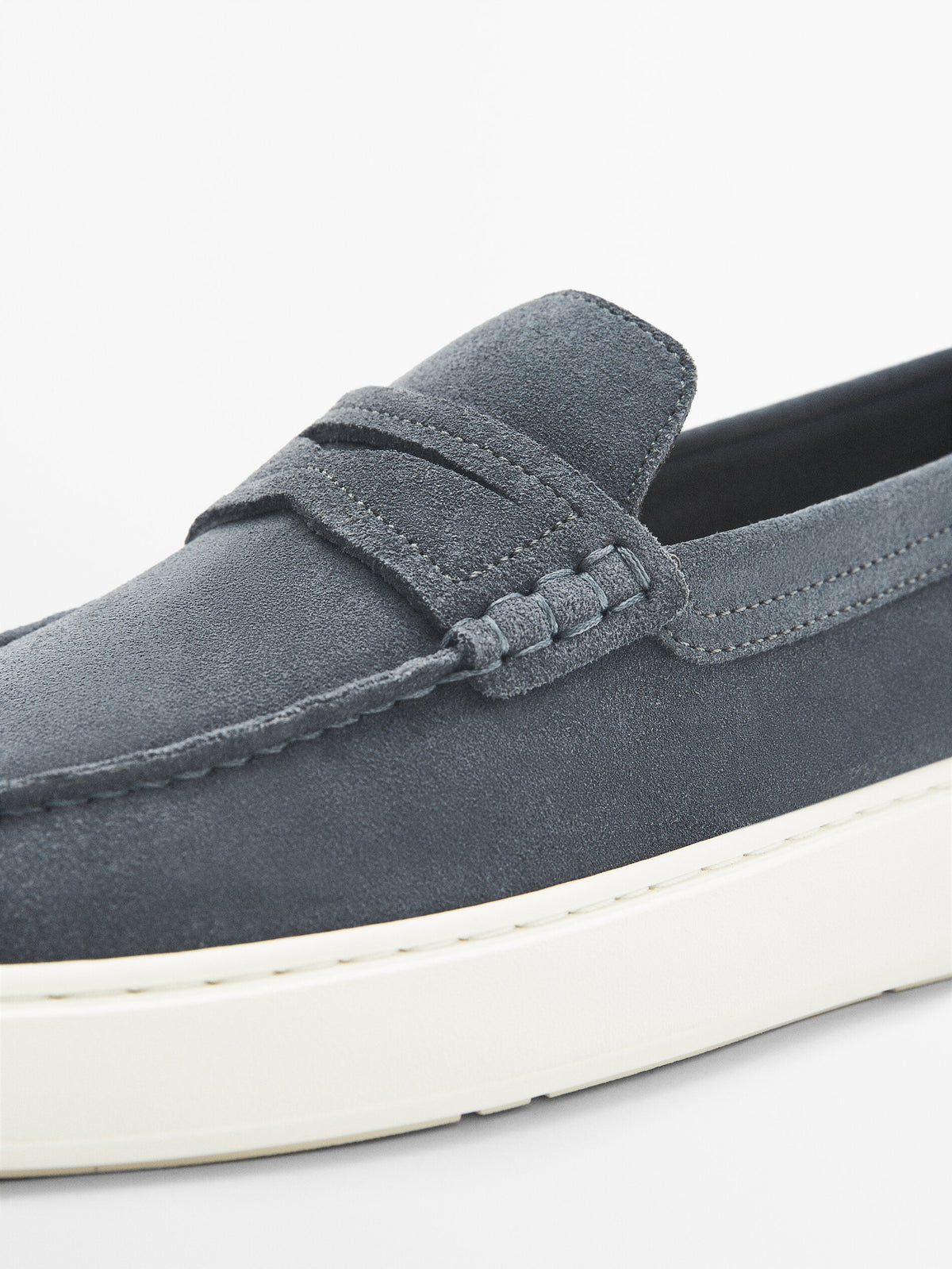 Mocasín serraje antifaz - Azul lavado