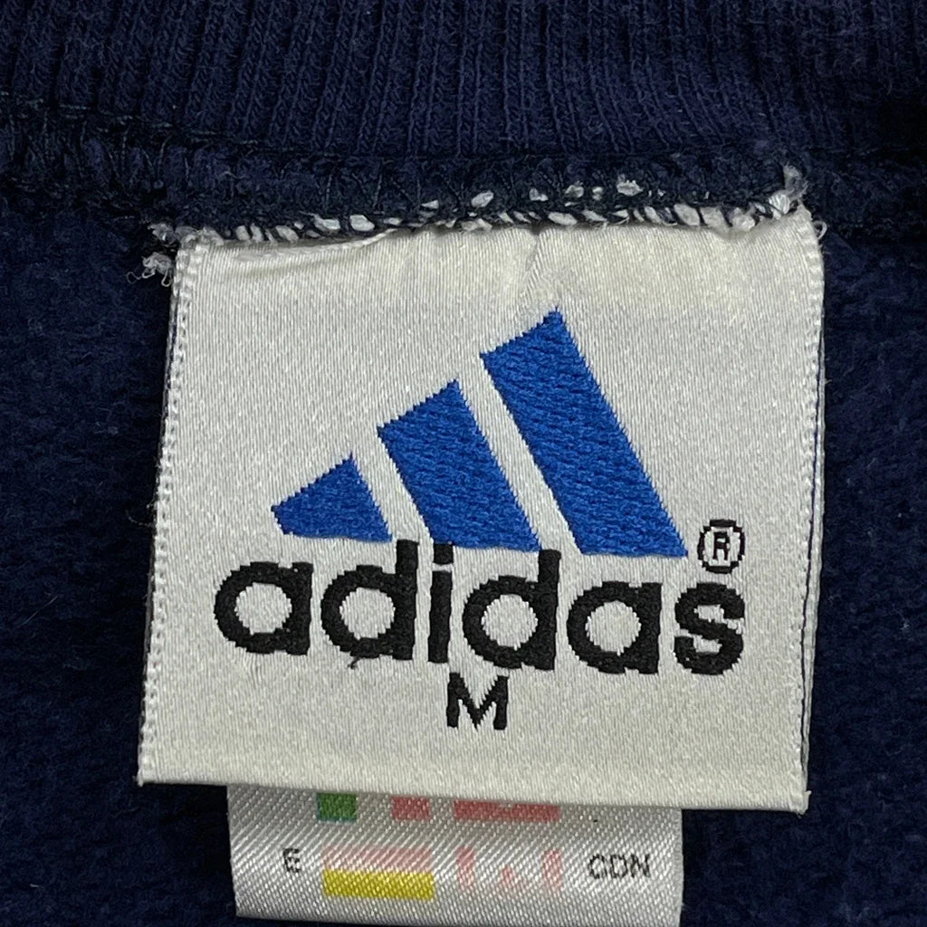 90S Adidas Embroidered Graphic Sweatshirt - Medium Blue Cotton
