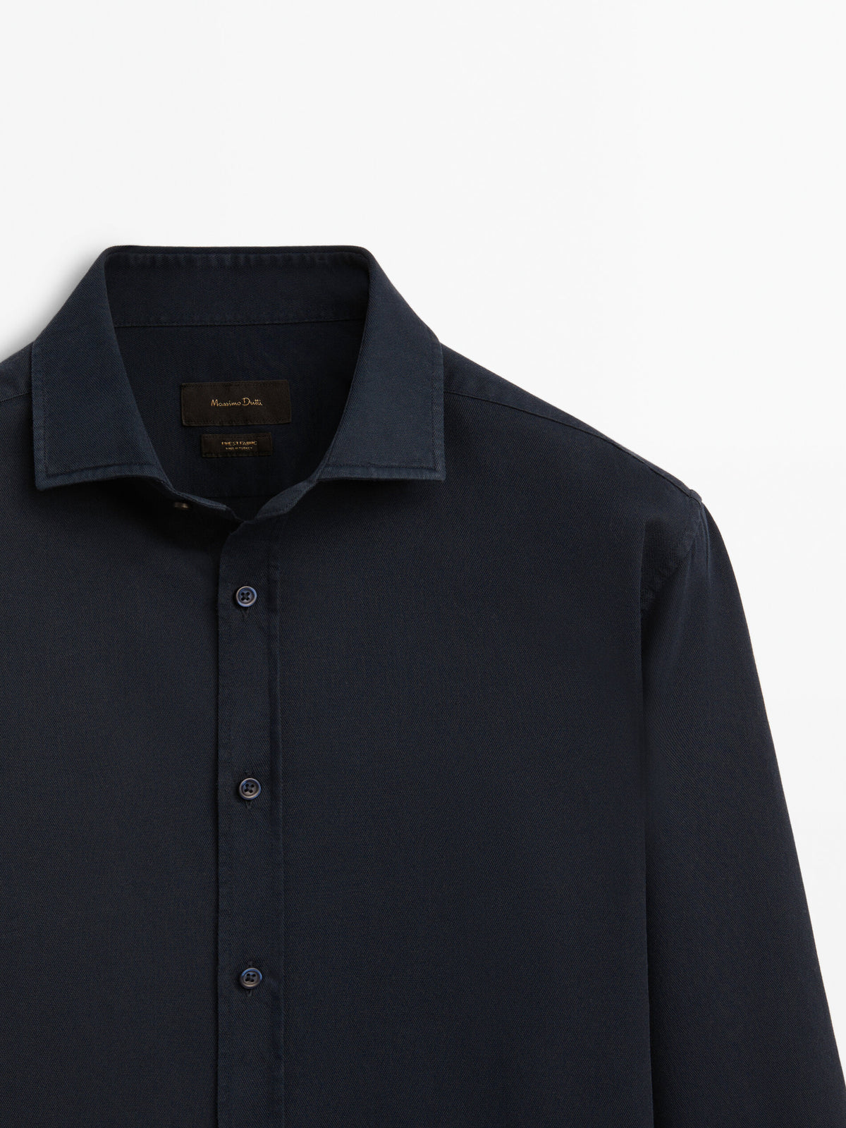 Camisa algodón microestructura slim fit - AZUL MARINO