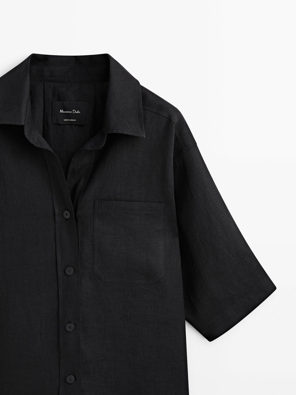 Sobrecamisa lino pliegue espalda - NEGRO