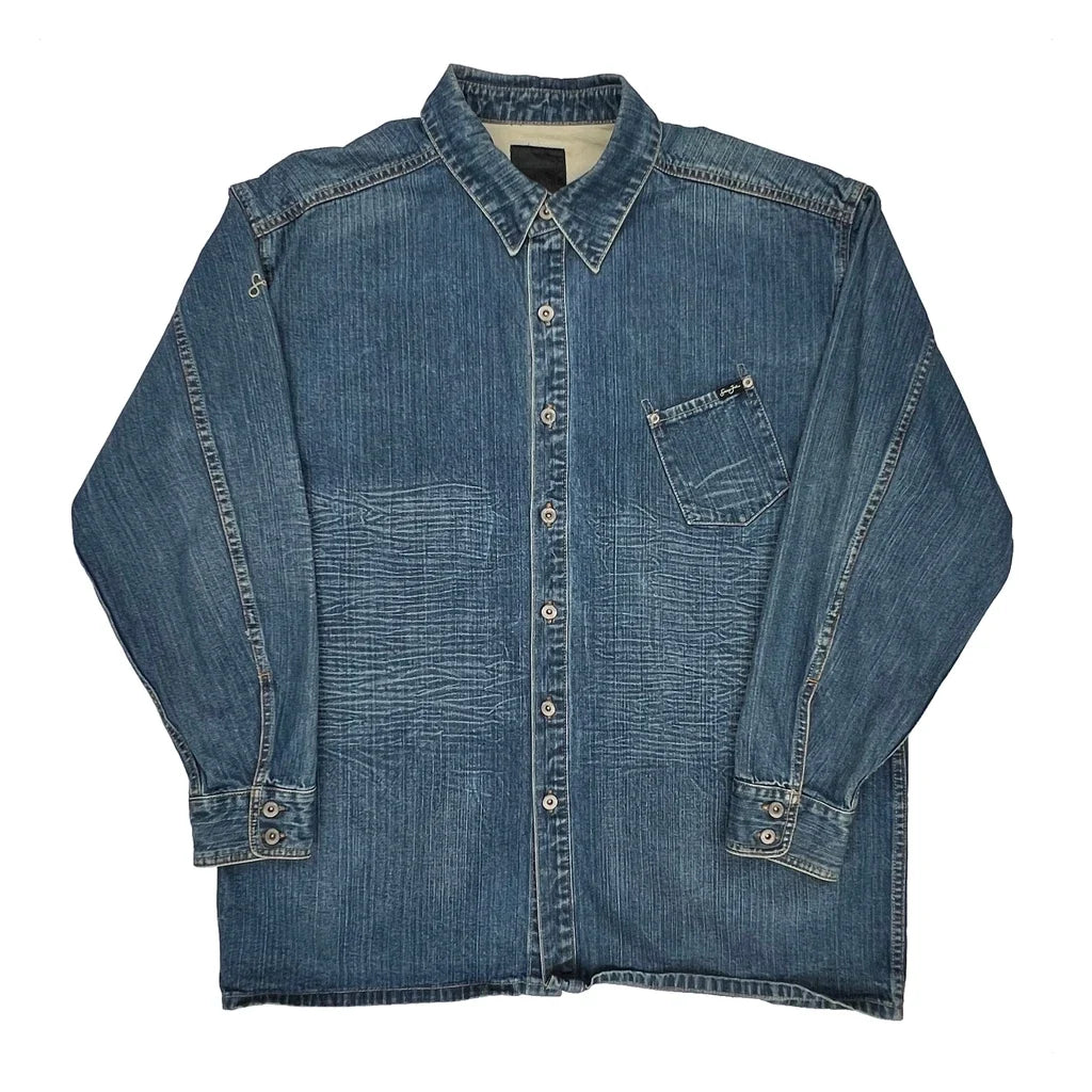 Sean John Oversized Denim Shirt - XL Blue Cotton