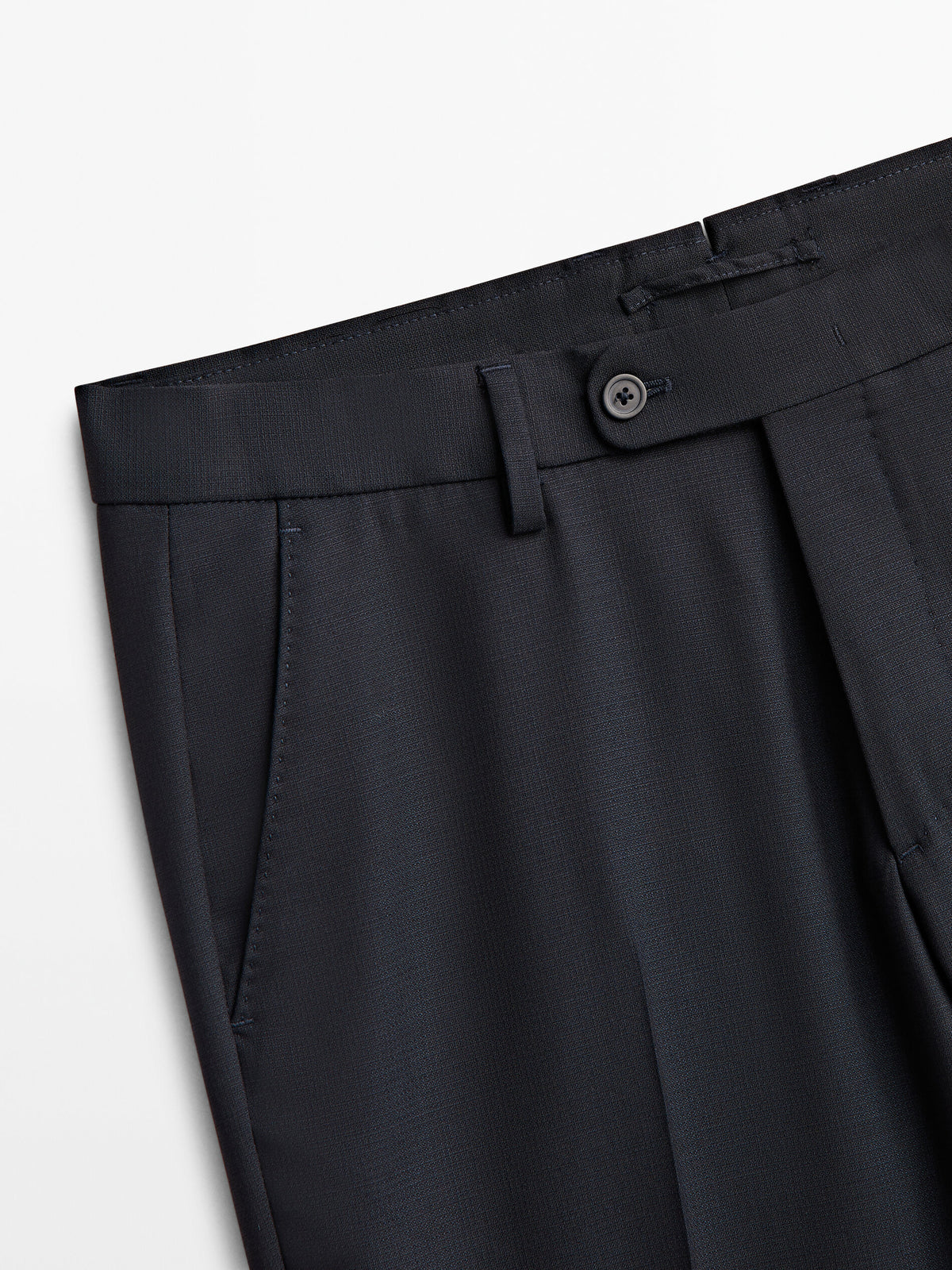 Pantalón traje cuadrillé azul lana - AZUL MARINO