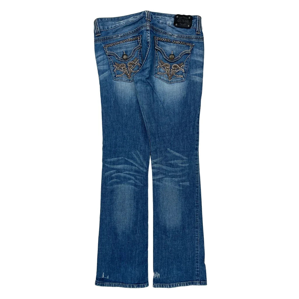 Guess Studded Jeans - 33W US 8 Blue Cotton