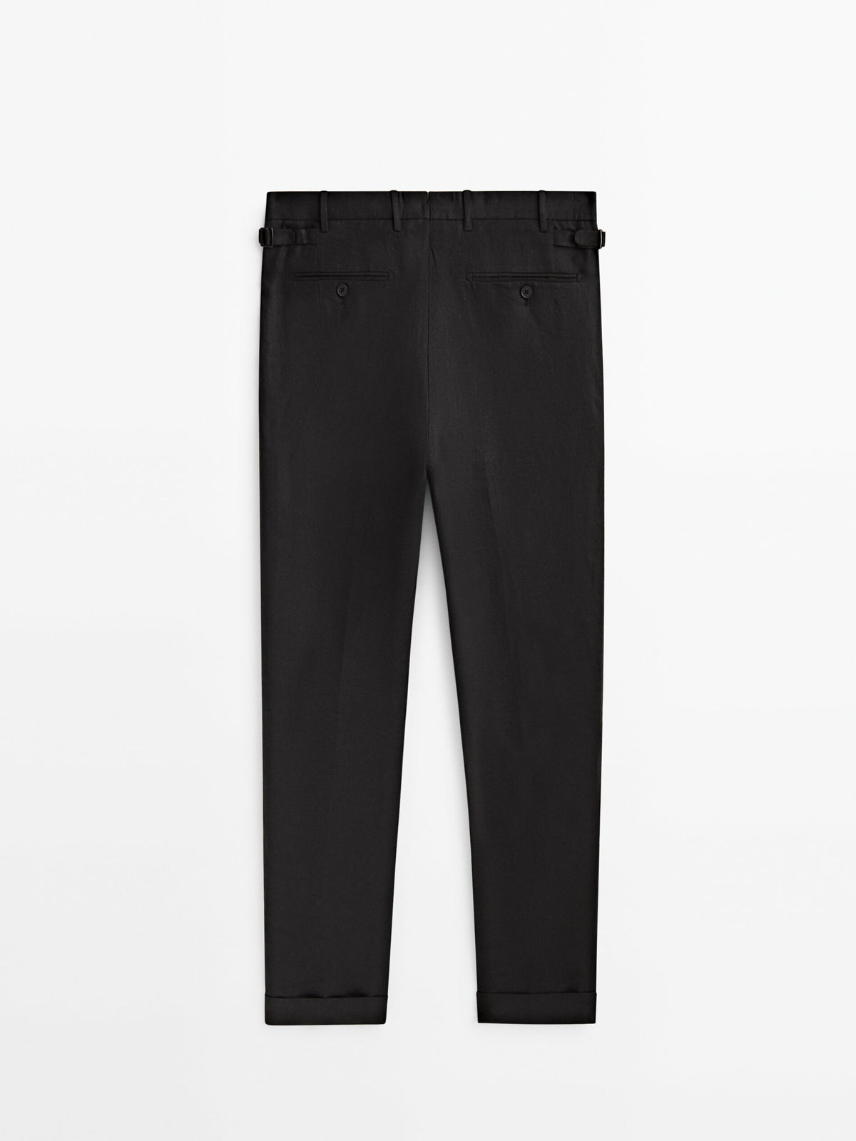 Pantalón traje negro lino - NEGRO