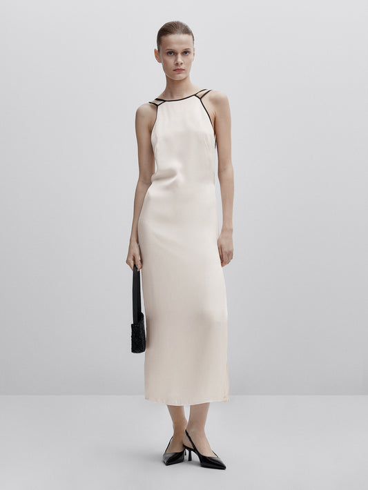 Vestido lencero contraste -Studio - CRUDO