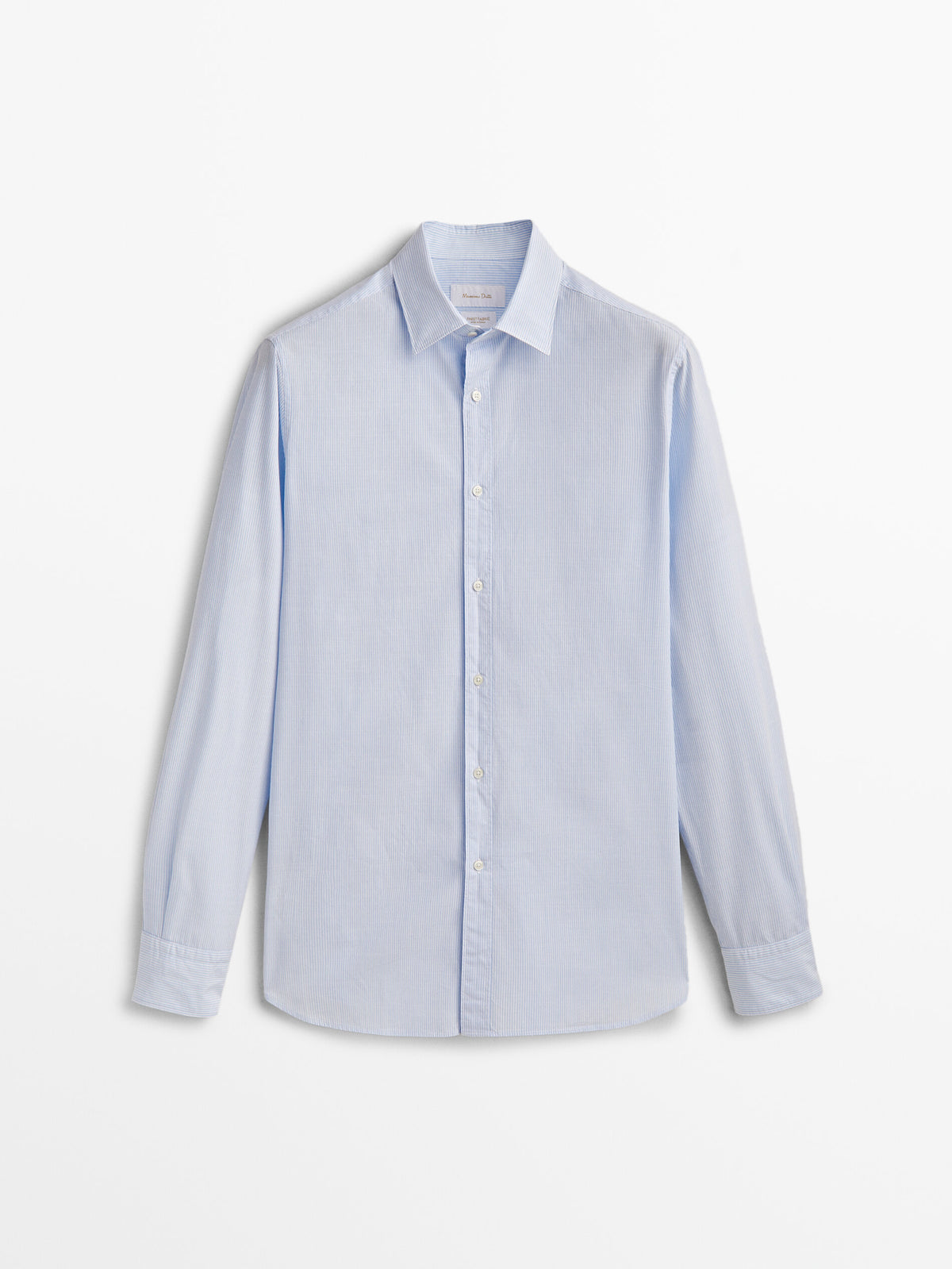 Camisa mil rayas algodón flamé slim fit - CELESTE