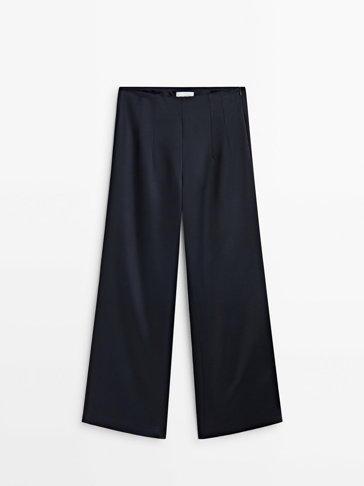 Pantalón satinado recto azul marino - AZUL MARINO