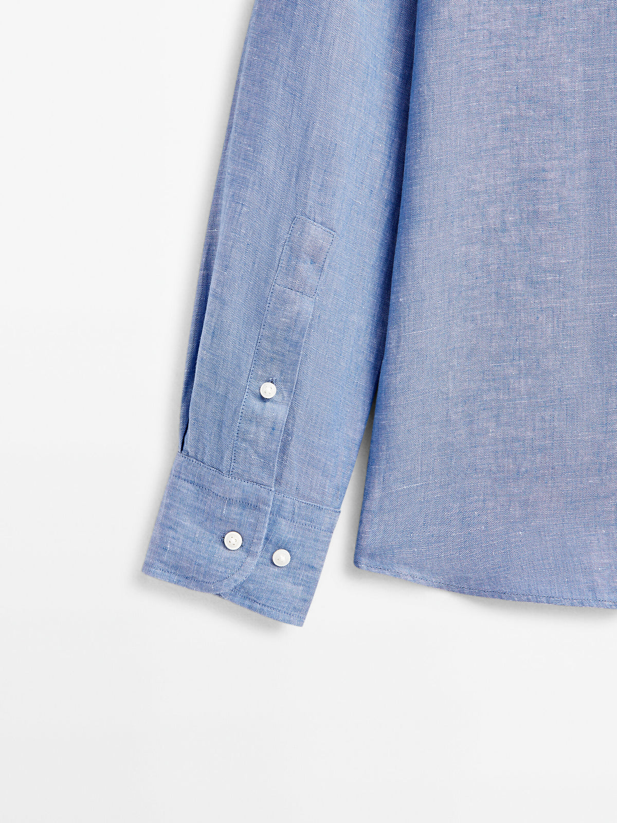Camisa lino tintado regular fit - AZUL MEDIO
