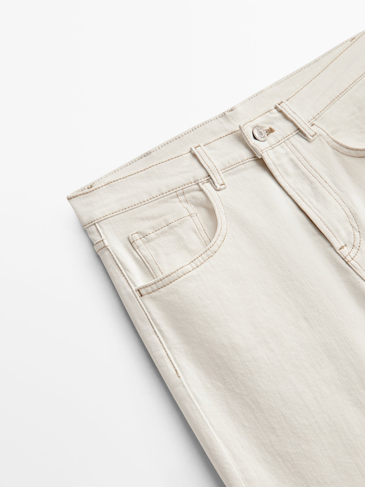 Pantalón vaquero tiro medio corte recto - CRUDO