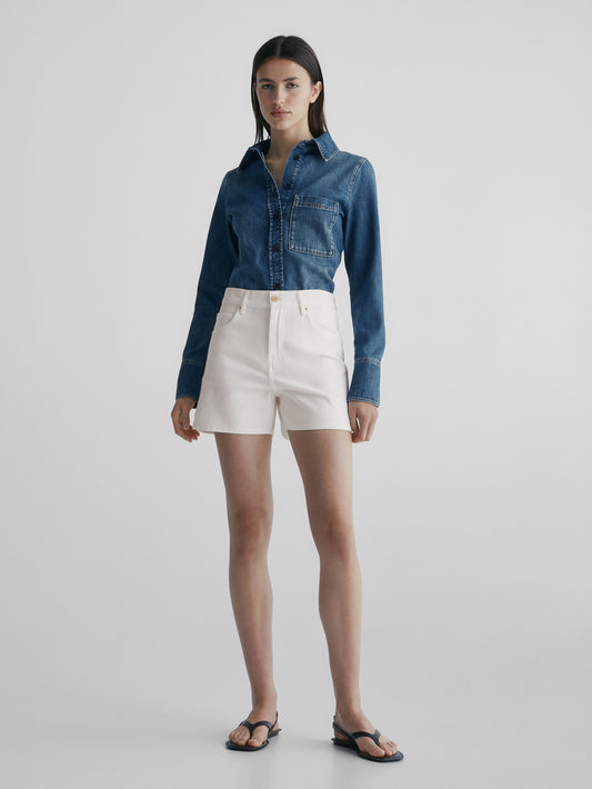 Short denim tiro alto - CRUDO