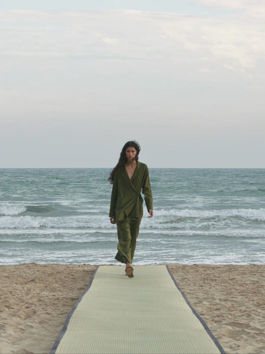 Americana kimono 100% lino - VERDE