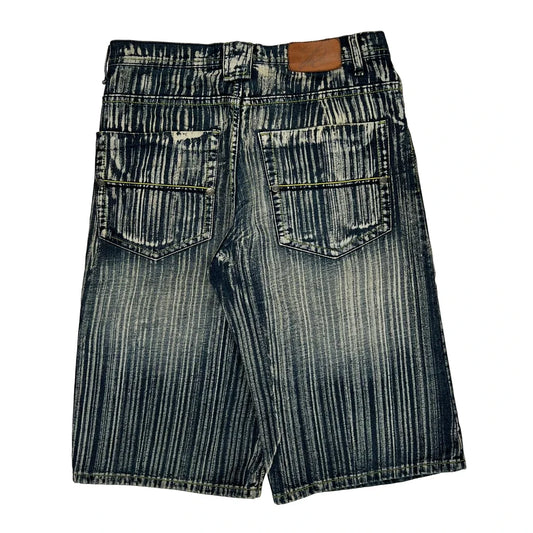 Reflex Baggy Striped Denim Shorts - 33W 15L Blue Denim