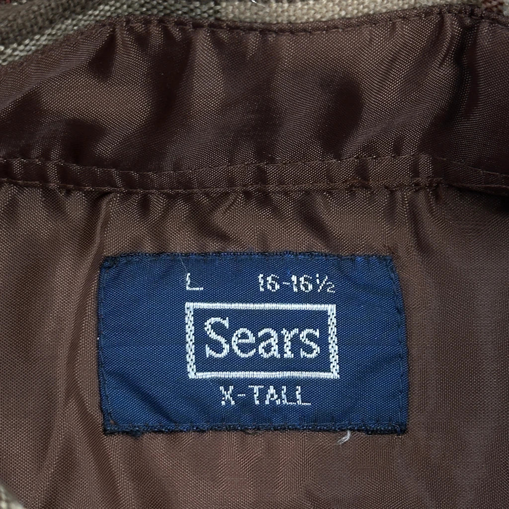 Sears Checked Flannel Shirt - Large Brown Cotton