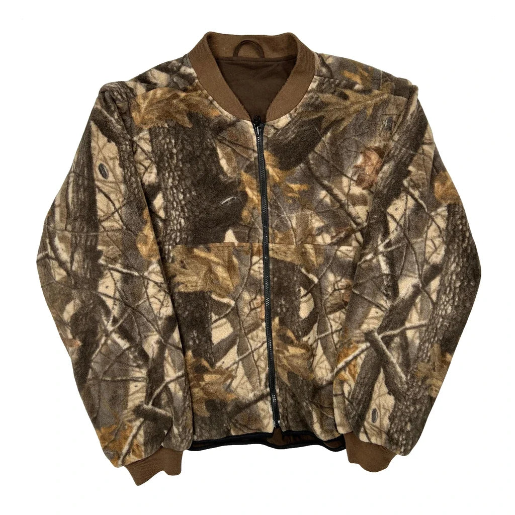 Field & Stream Camo Bomber Fleece Jacket - XL Brown Polyester