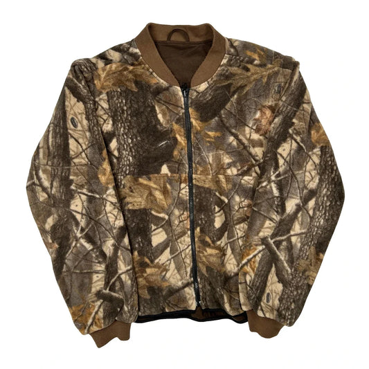 Field & Stream Camo Bomber Fleece Jacket - XL Brown Polyester