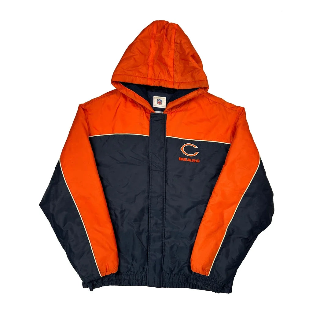Bears Nfl Football Jacket - Large Orange Nylon