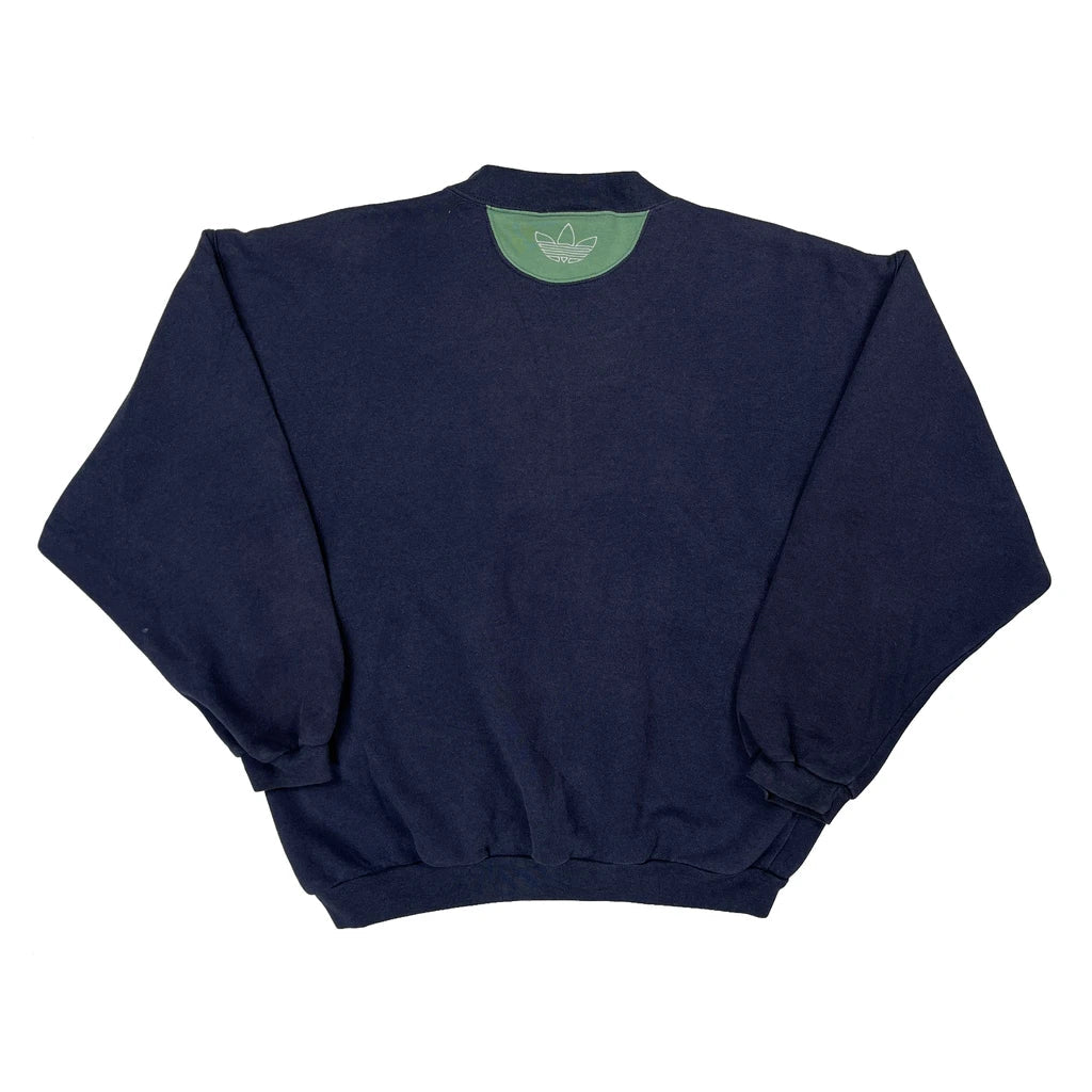 90S Color Block Adidas Two Tone Spellout Sweatshirt - Small Gray Cotton