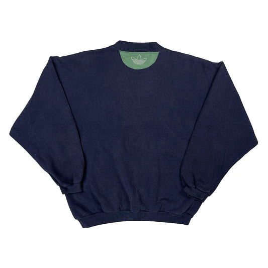 90S Color Block Adidas Two Tone Spellout Sweatshirt - Small Gray Cotton