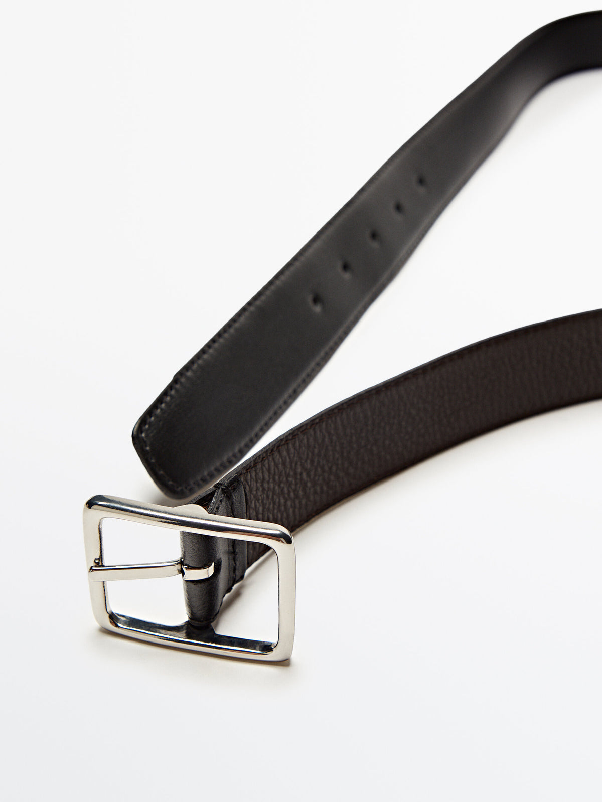 Cinturón reversible de piel - NEGRO