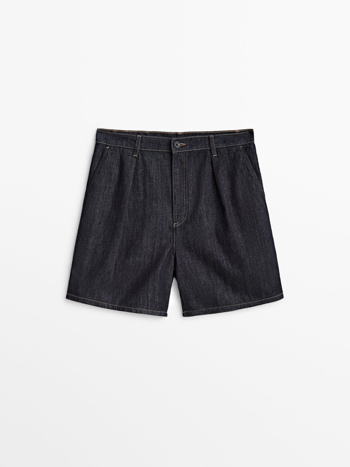 Short denim pinzas tiro alto - AZUL OSCURO