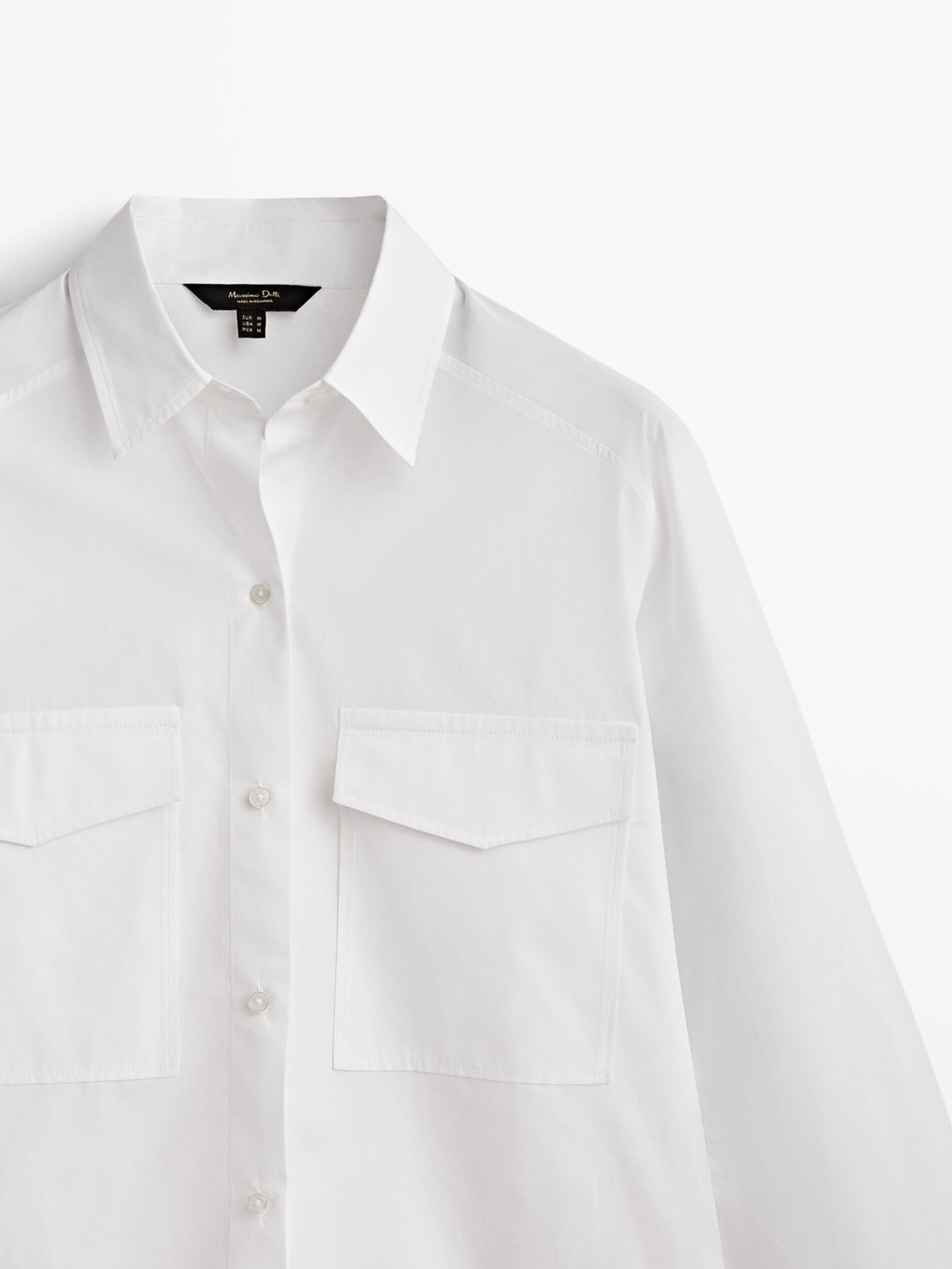 Camisa popelín algodón bolsillos - BLANCO