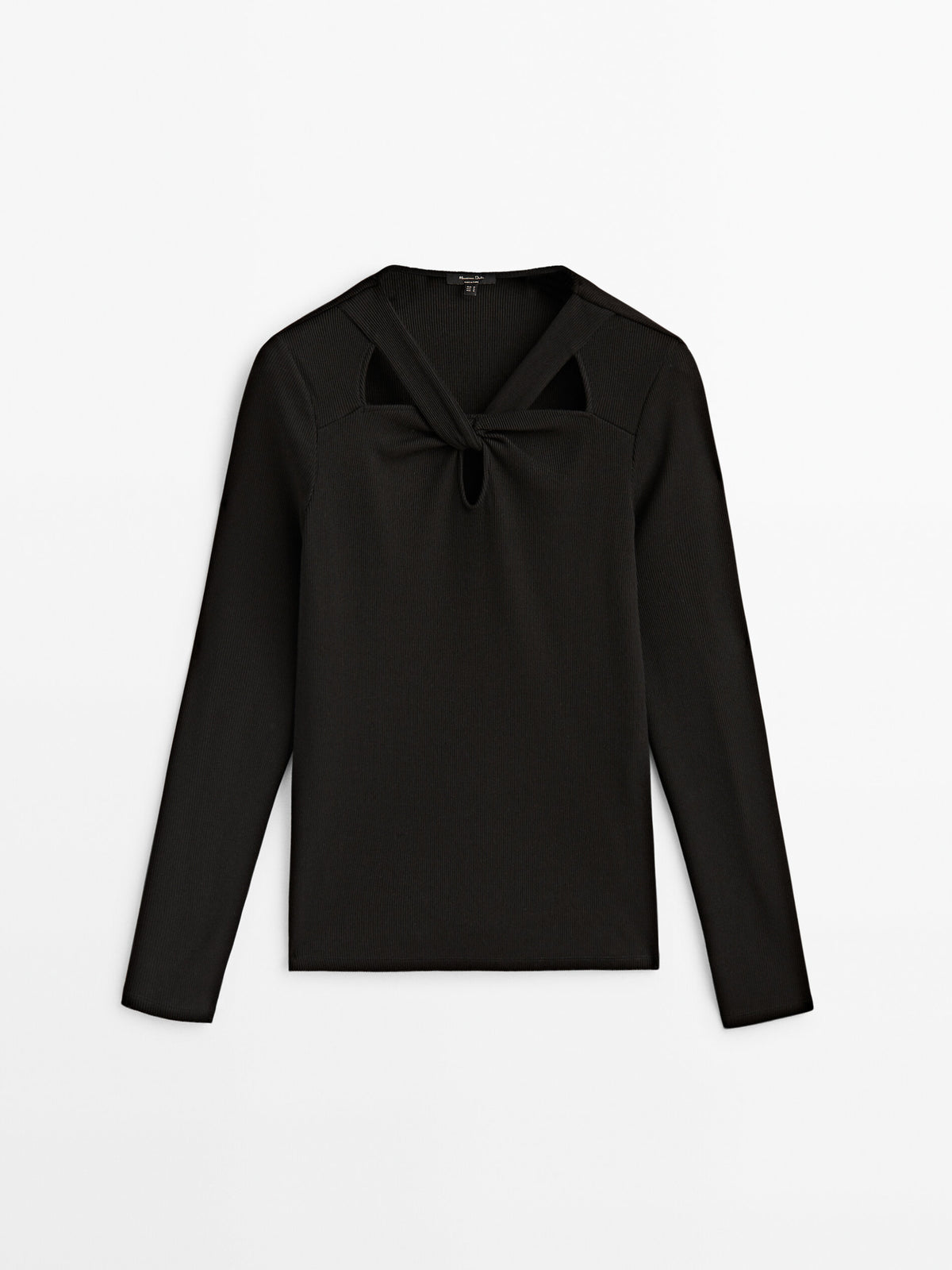 Camiseta cut out canalé - NEGRO