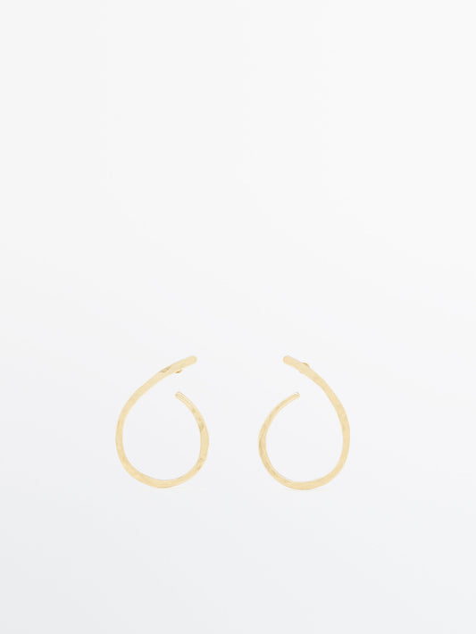 Pendientes aros ovalados textura baño oro - DORADO