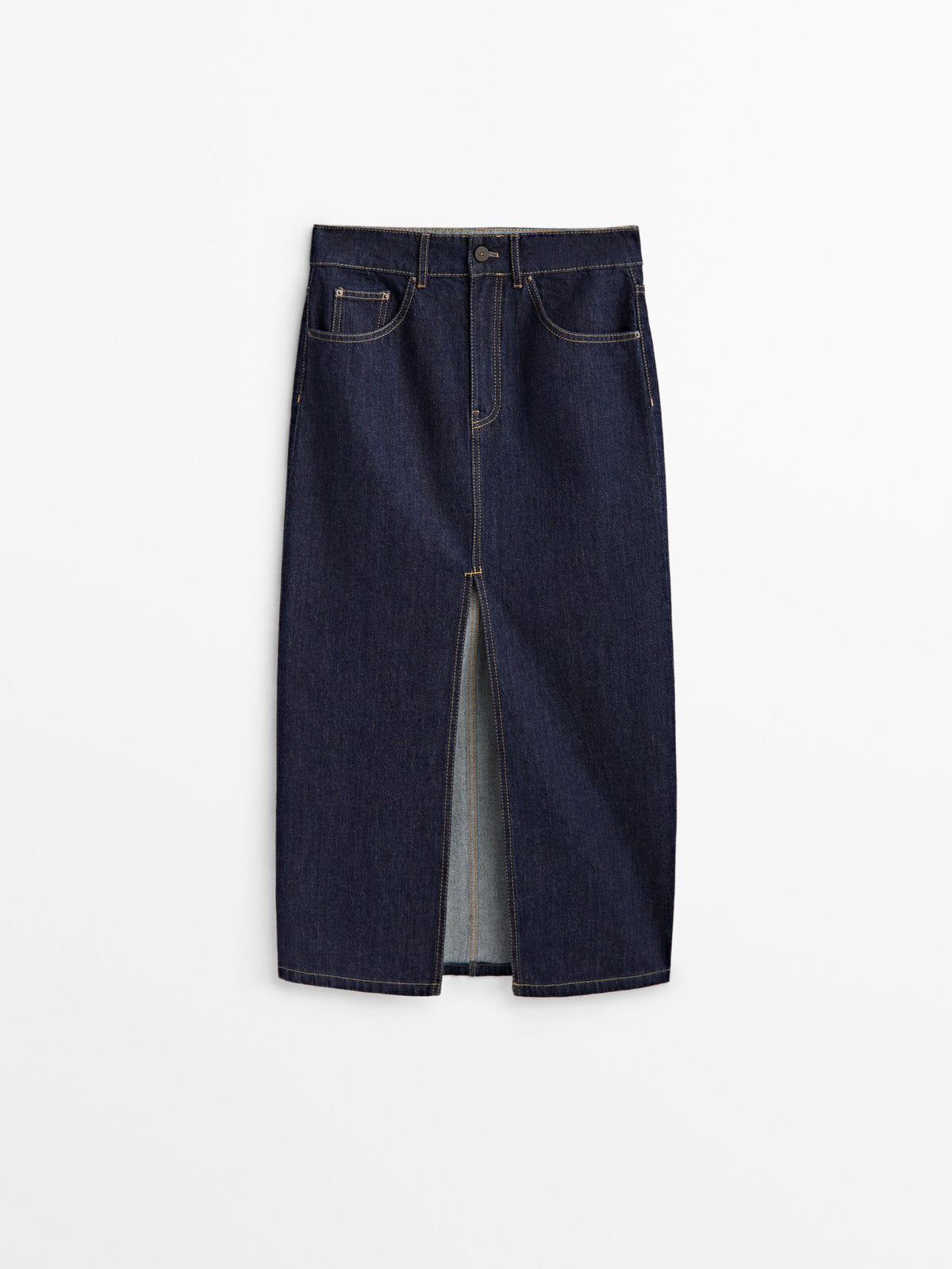 Falda denim tiro alto - AZUL MEDIO