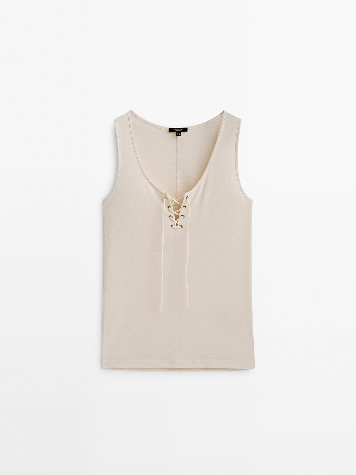 Camiseta escote entrelazado sin mangas - CRUDO