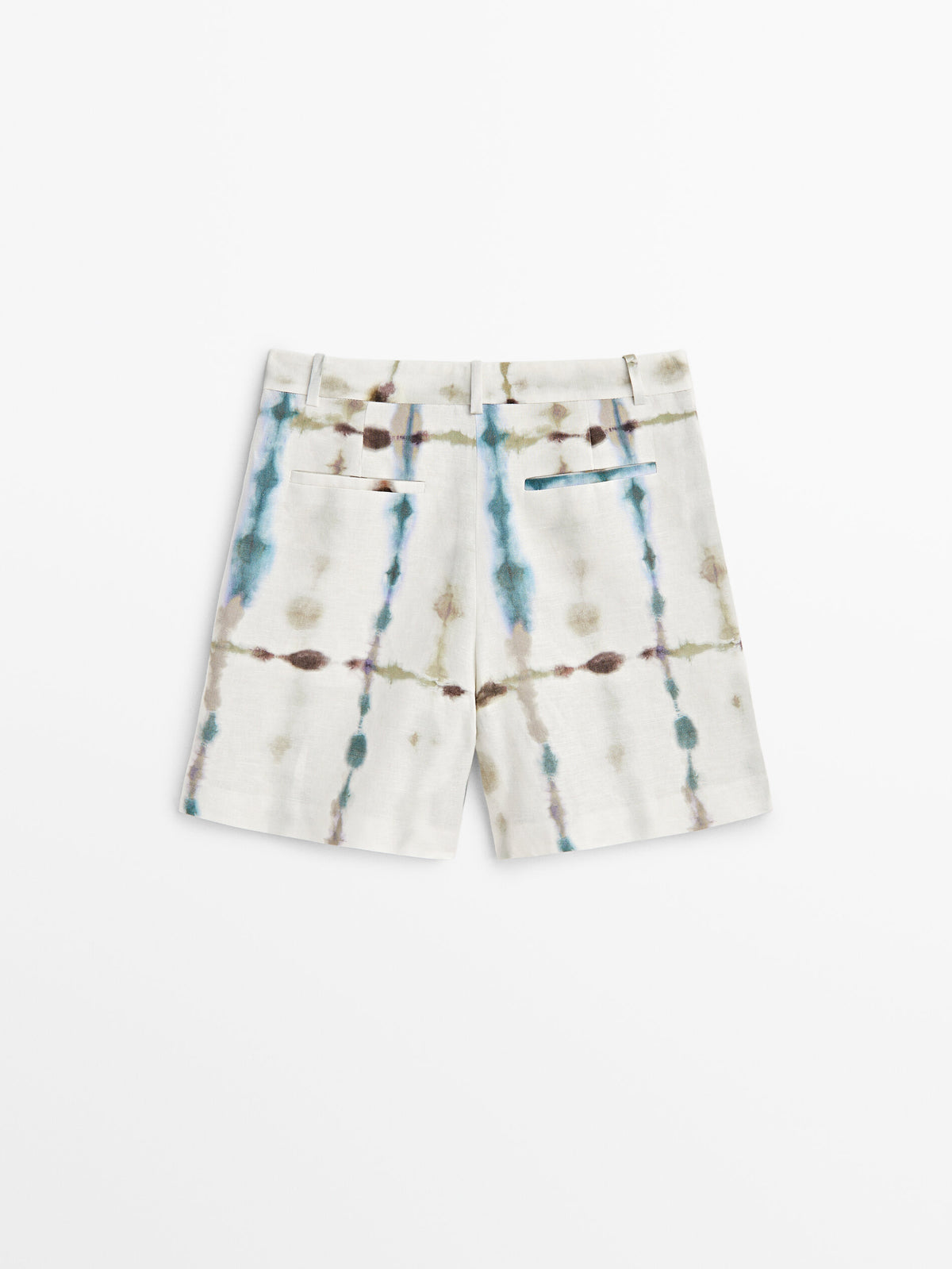 Bermuda con lino y algodón tie dye - AZUL