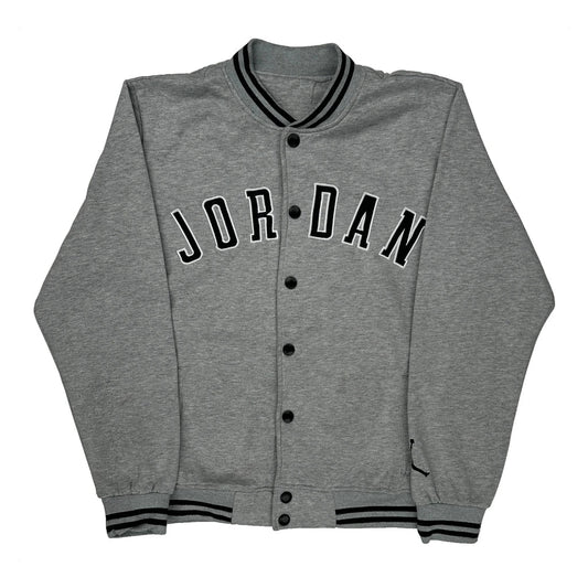 Jordan Spellout Varsity Jacket - XL Gray Cotton Blend