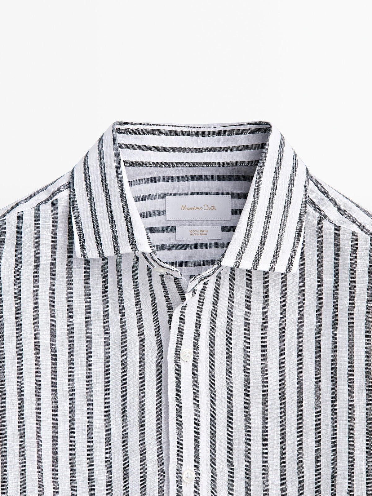 Camisa rayas 100% lino slim fit - VERDE