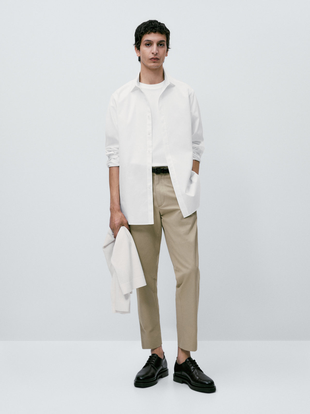 Camisa micro estructura algodón regular fit - BLANCO