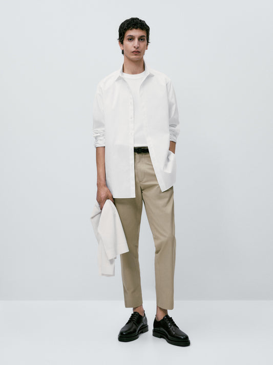 Camisa micro estructura algodón regular fit - BLANCO