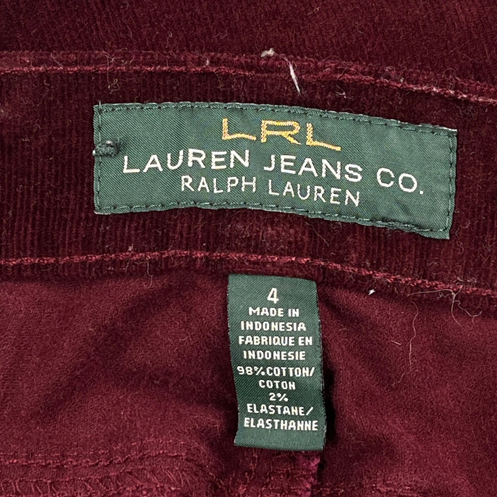Ralph Lauren Cord Pants - 30″ Waist Burgundy Cotton