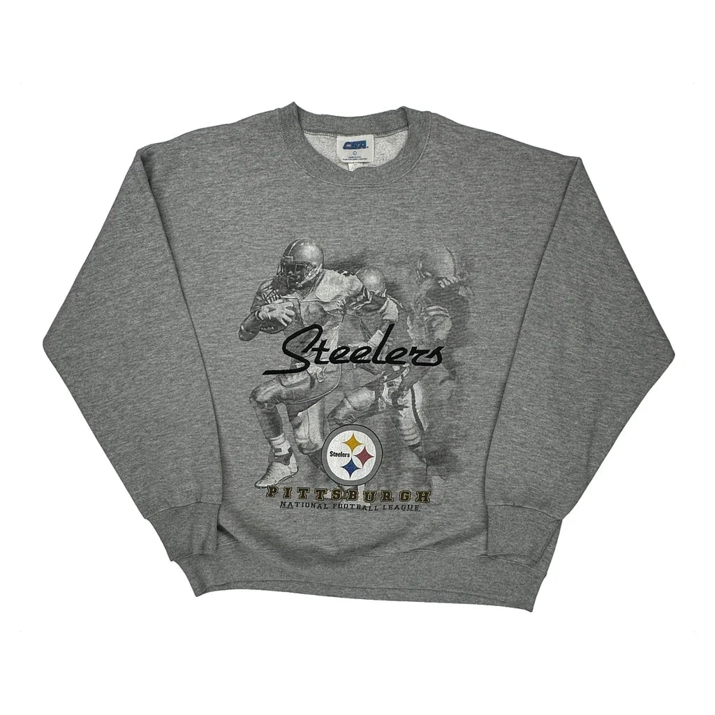 Made In USA Csa Pittsburgh Steelers Sweatshirt - Large Gray Cotton