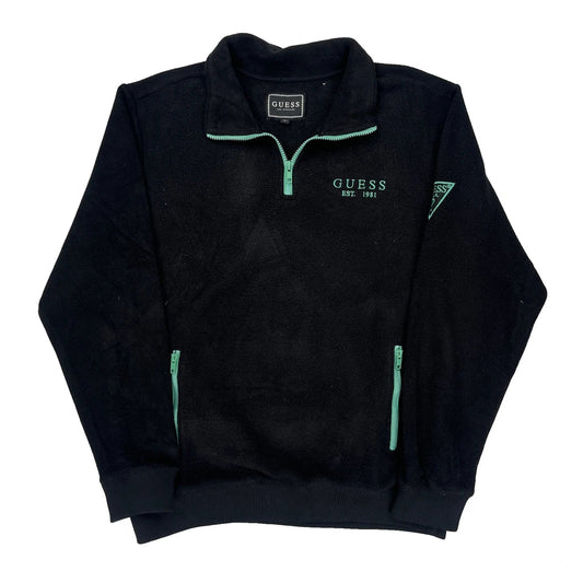 Guess 1/4 Zip - Large Black Polyester