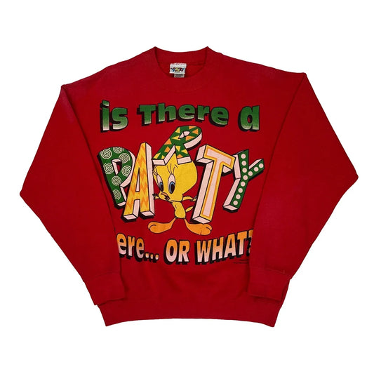 Looney Tunes Cartoon Sweatshirt - XL Red Cotton