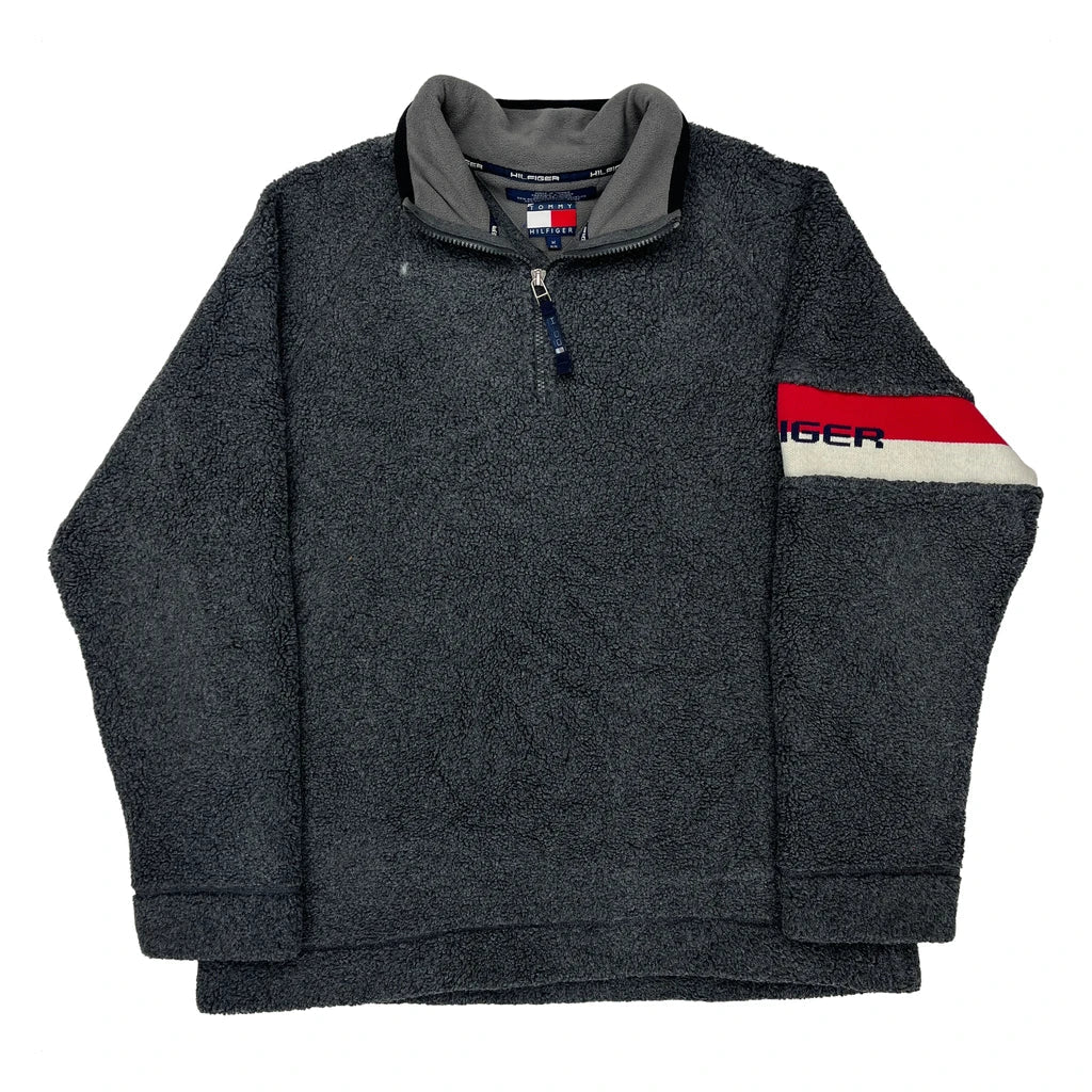 Tommy Hilfiger Spellout 1/4 Zip - Medium Gray Acrylic Blend