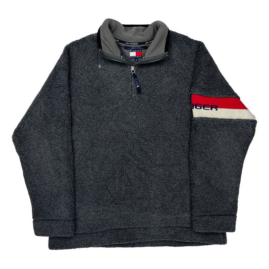 Tommy Hilfiger Spellout 1/4 Zip - Medium Gray Acrylic Blend