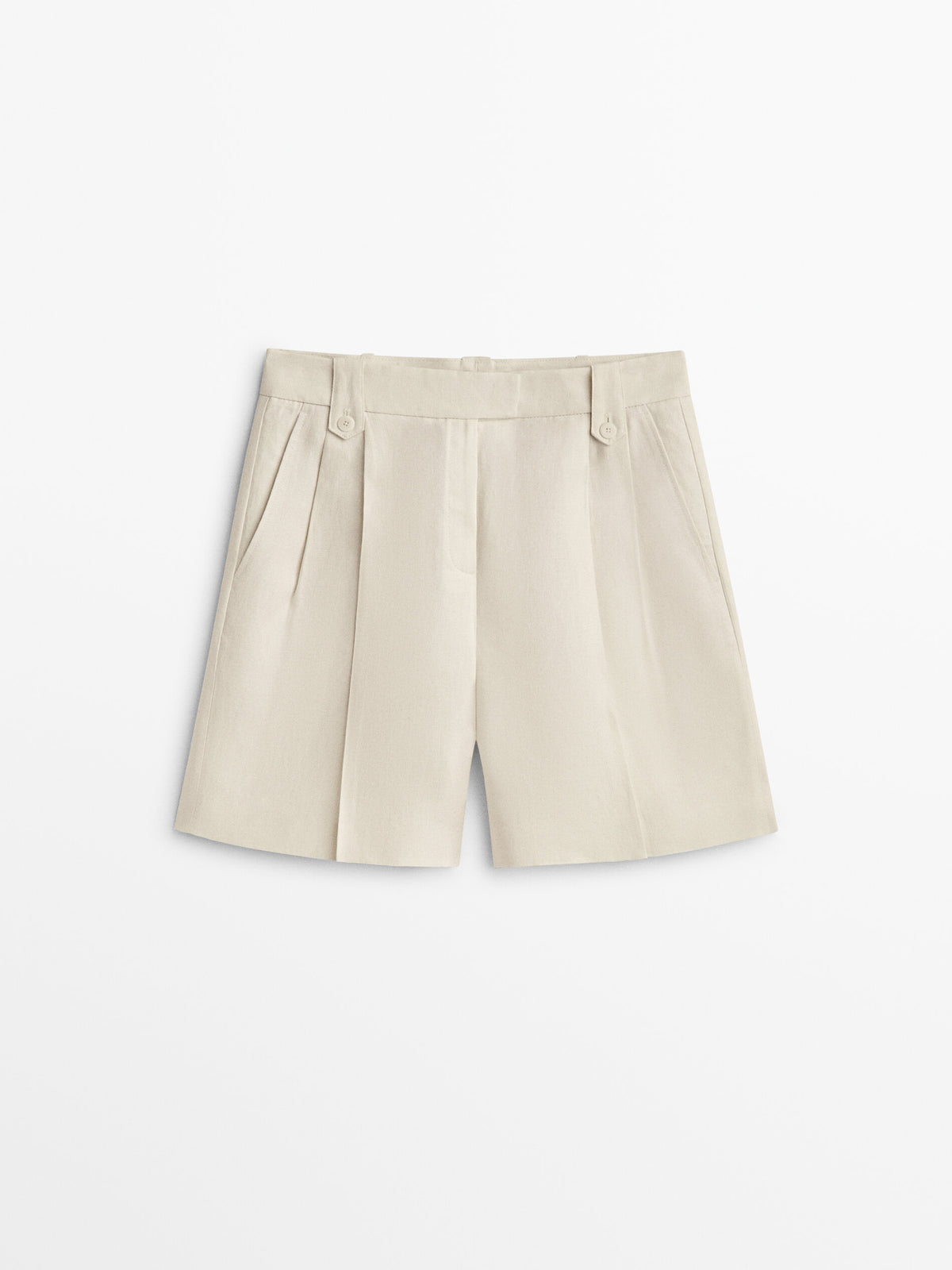 Bermuda pinzas 100% lino - Vainilla