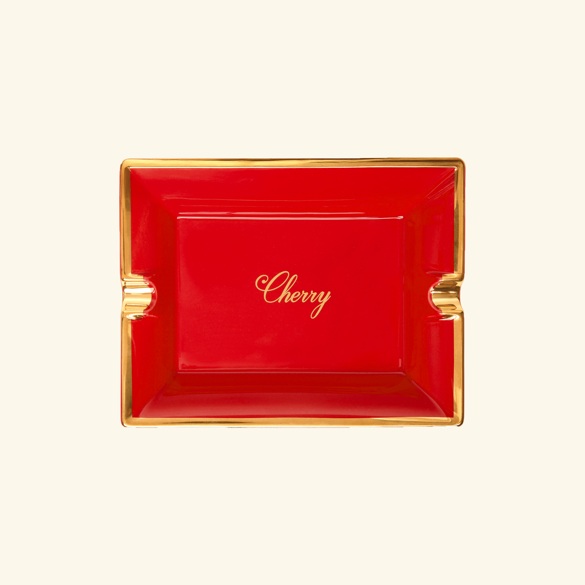 Rectangular Ceramic Ashtray (Red/Gold)