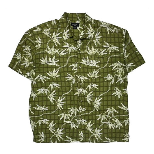 Guess Floral Hawaiian Shirt - Large Green Viscose