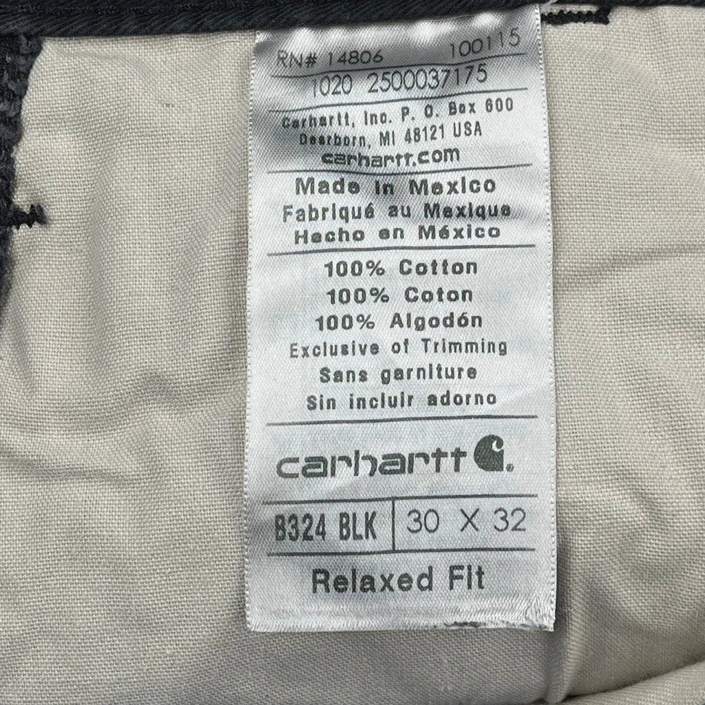 Carhartt B324 Blk Carpenter Pants - 30W 32L Black Cotton