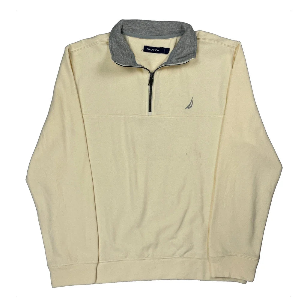 Nautica 1/4 Zip - Large Cream Cotton
